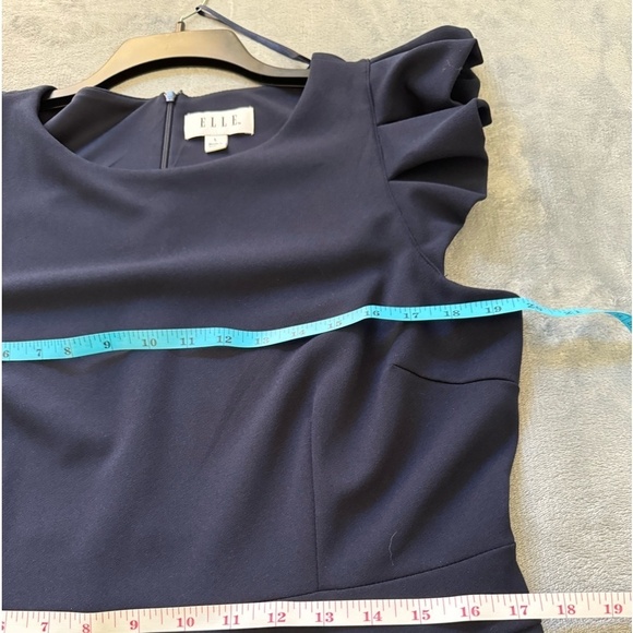 Navy one piece pantsuit with ruffle sleeves, large - Picture 6 of 9